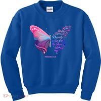 Christian Bible Verse Proverbs 31:25 Butterfly Gift Kids Sweatshirt thumb 0