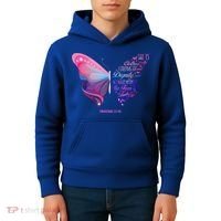 Christian Bible Verse Proverbs 31:25 Butterfly Gift Kids Hoodie thumb 4