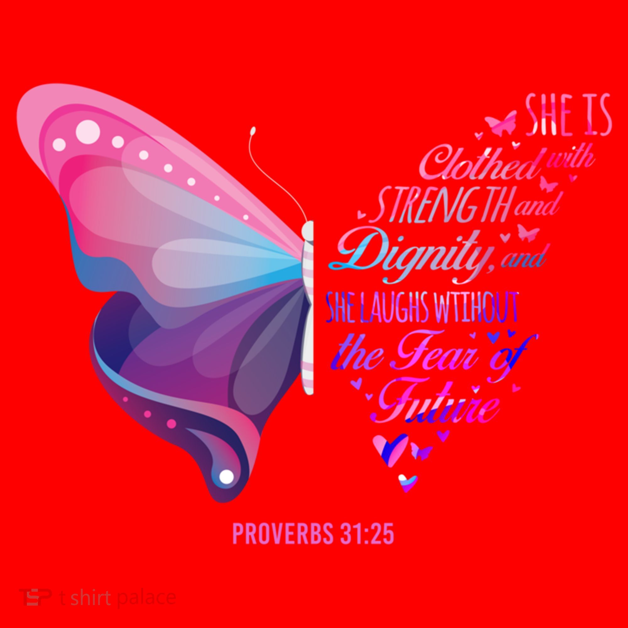 Christian Bible Verse Proverbs 31:25 Butterfly Gift Santa Hat