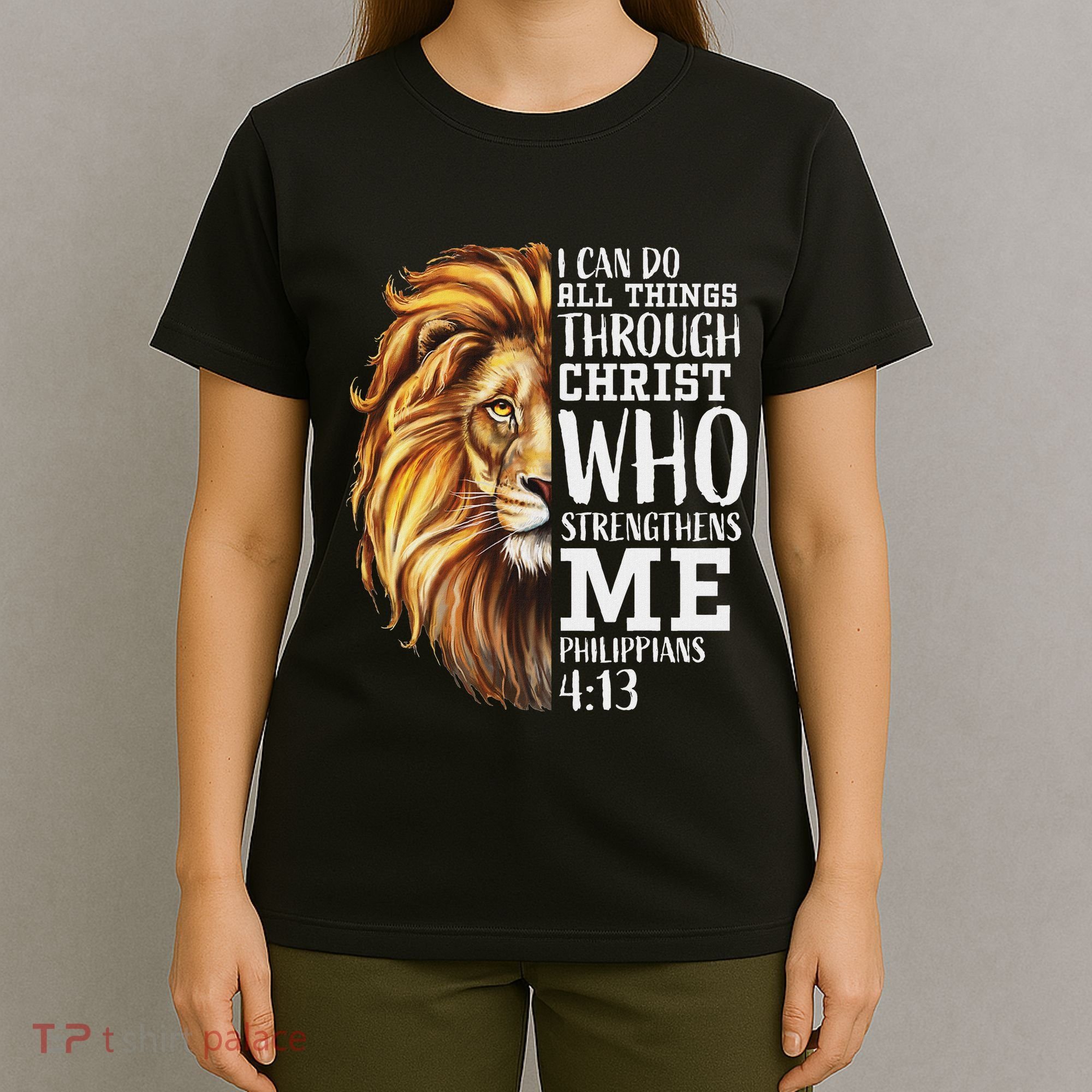 Christian Bible Verse Sayings Religious Gifts Him Lion Judah T-Shirt