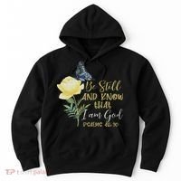 Christian Bible Verse Psalm 46 10 Flower Butterfly Hoodie thumb 0