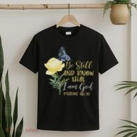 Christian Bible Verse Psalm 46 10 Flower Butterfly T-Shirt thumb 2
