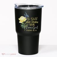 Christian Bible Verse Psalm 46 10 Flower Butterfly Tumbler thumb 0
