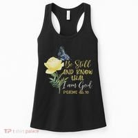 Christian Bible Verse Psalm 46 10 Flower Butterfly Women's Tank Top thumb 0