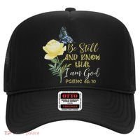 Christian Bible Verse Psalm 46 10 Flower Butterfly Hat thumb 0