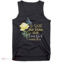 Christian Bible Verse Psalm 46 10 Flower Butterfly Tank Top thumb 0