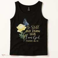 Christian Bible Verse Psalm 46 10 Flower Butterfly Tank Top thumb 2
