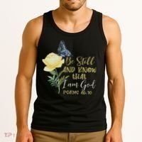 Christian Bible Verse Psalm 46 10 Flower Butterfly Tank Top thumb 3