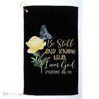 Christian Bible Verse Psalm 46 10 Flower Butterfly Golf Towel thumb 0