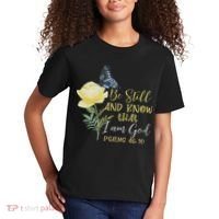 Christian Bible Verse Psalm 46 10 Flower Butterfly Kids T-Shirt thumb 2