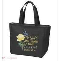 Christian Bible Verse Psalm 46 10 Flower Butterfly Tote Bag thumb 3