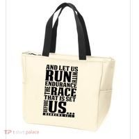 Christian Bible Verse Let Us Run With Endurance Running Gift Tote Bag thumb 3