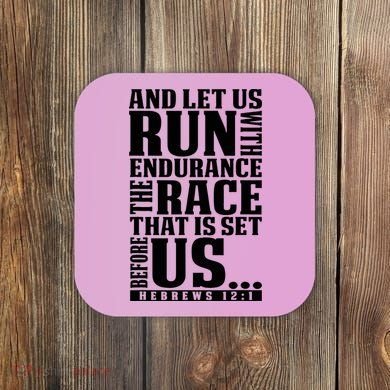 Christian Bible Verse Let Us Run With Endurance Running Gift Coaster