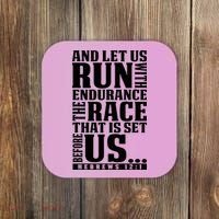Christian Bible Verse Let Us Run With Endurance Running Gift Coaster thumb 0