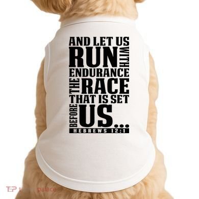 Christian Bible Verse Let Us Run With Endurance Running Gift Doggie Tank