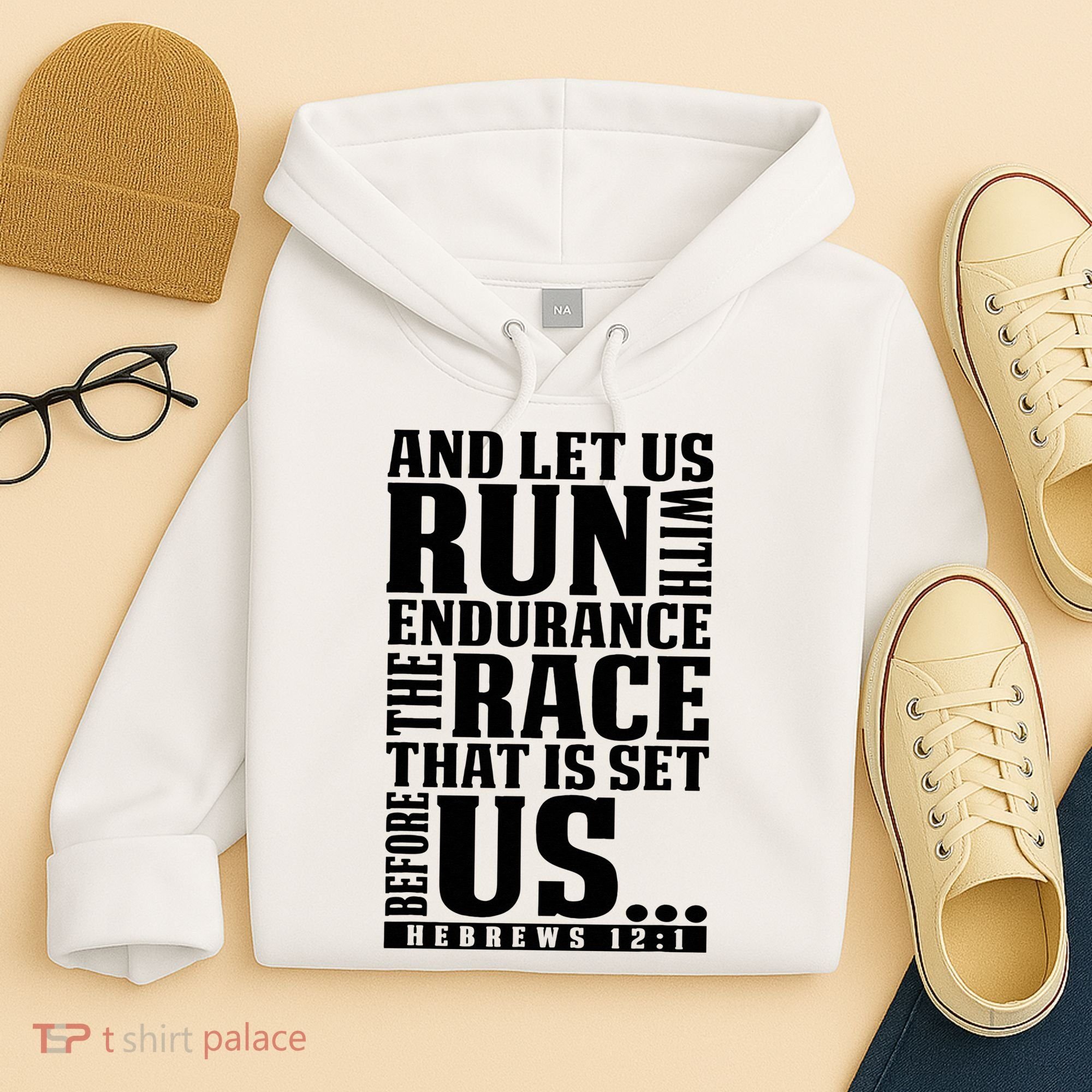 Christian Bible Verse Let Us Run With Endurance Running Gift Hoodie