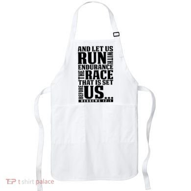 Christian Bible Verse Let Us Run With Endurance Running Gift Apron