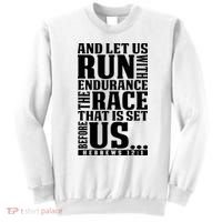 Christian Bible Verse Let Us Run With Endurance Running Gift Sweatshirt thumb 0