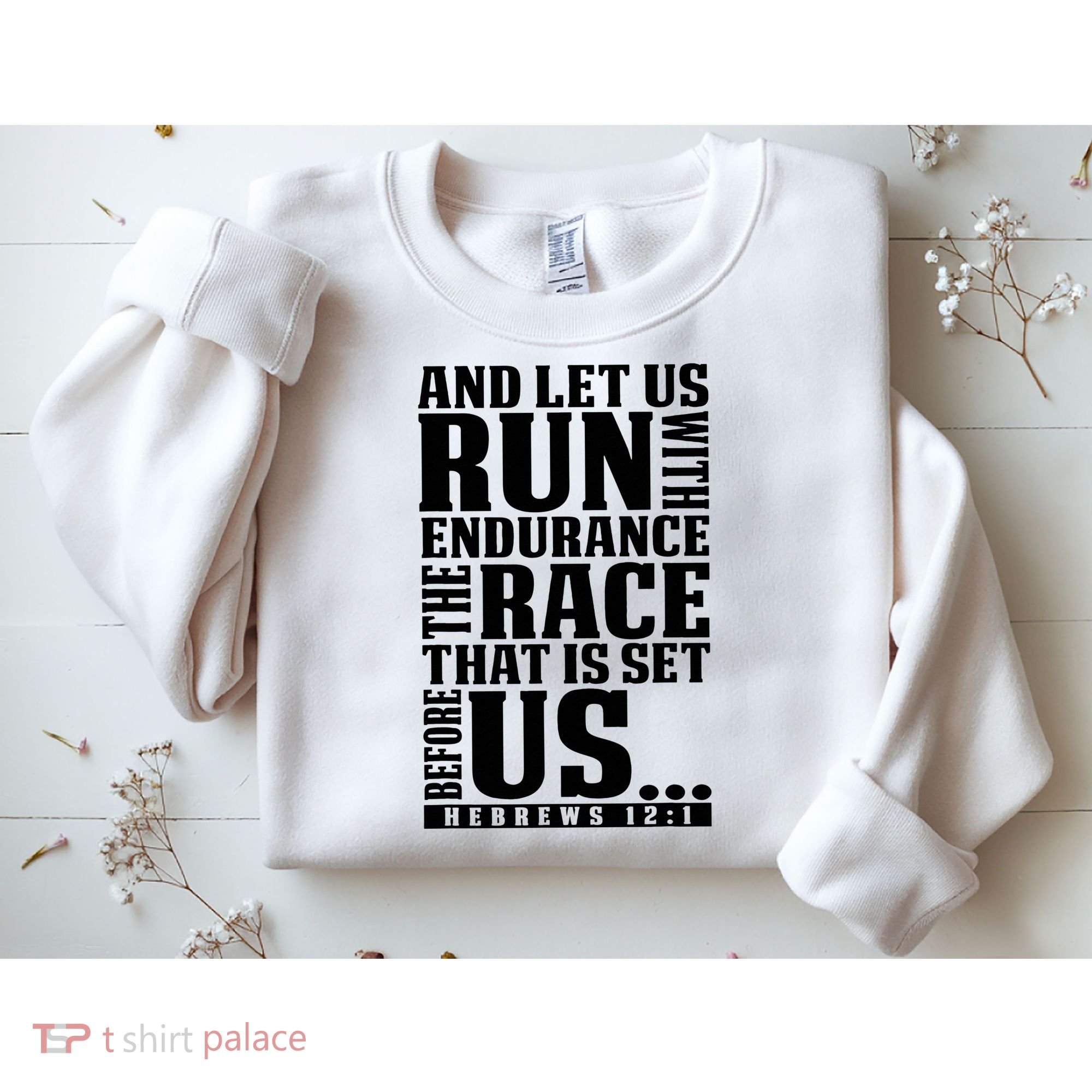 Christian Bible Verse Let Us Run With Endurance Running Gift Sweatshirt