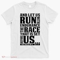 Christian Bible Verse Let Us Run With Endurance Running Gift T-Shirt thumb 0