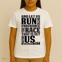 Christian Bible Verse Let Us Run With Endurance Running Gift T-Shirt thumb 4