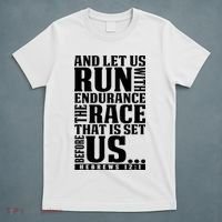 Christian Bible Verse Let Us Run With Endurance Running Gift T-Shirt thumb 5