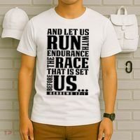Christian Bible Verse Let Us Run With Endurance Running Gift T-Shirt thumb 6