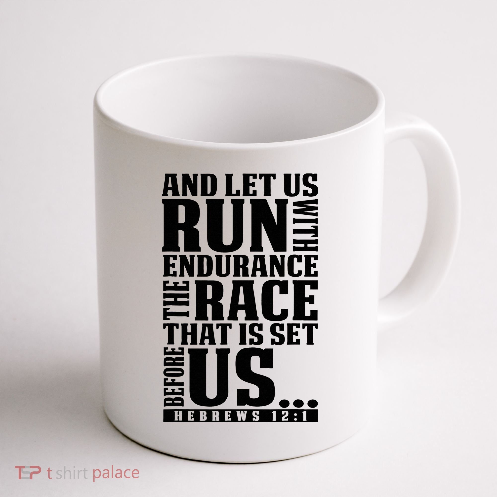 Christian Bible Verse Let Us Run With Endurance Running Gift Coffee Mug