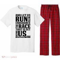 Christian Bible Verse Let Us Run With Endurance Running Gift Pajama Set thumb 0
