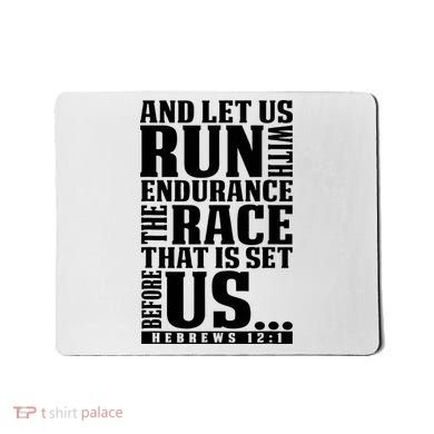 Christian Bible Verse Let Us Run With Endurance Running Gift Mousepad
