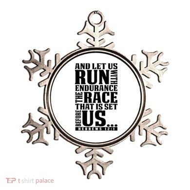 Christian Bible Verse Let Us Run With Endurance Running Gift Ornament