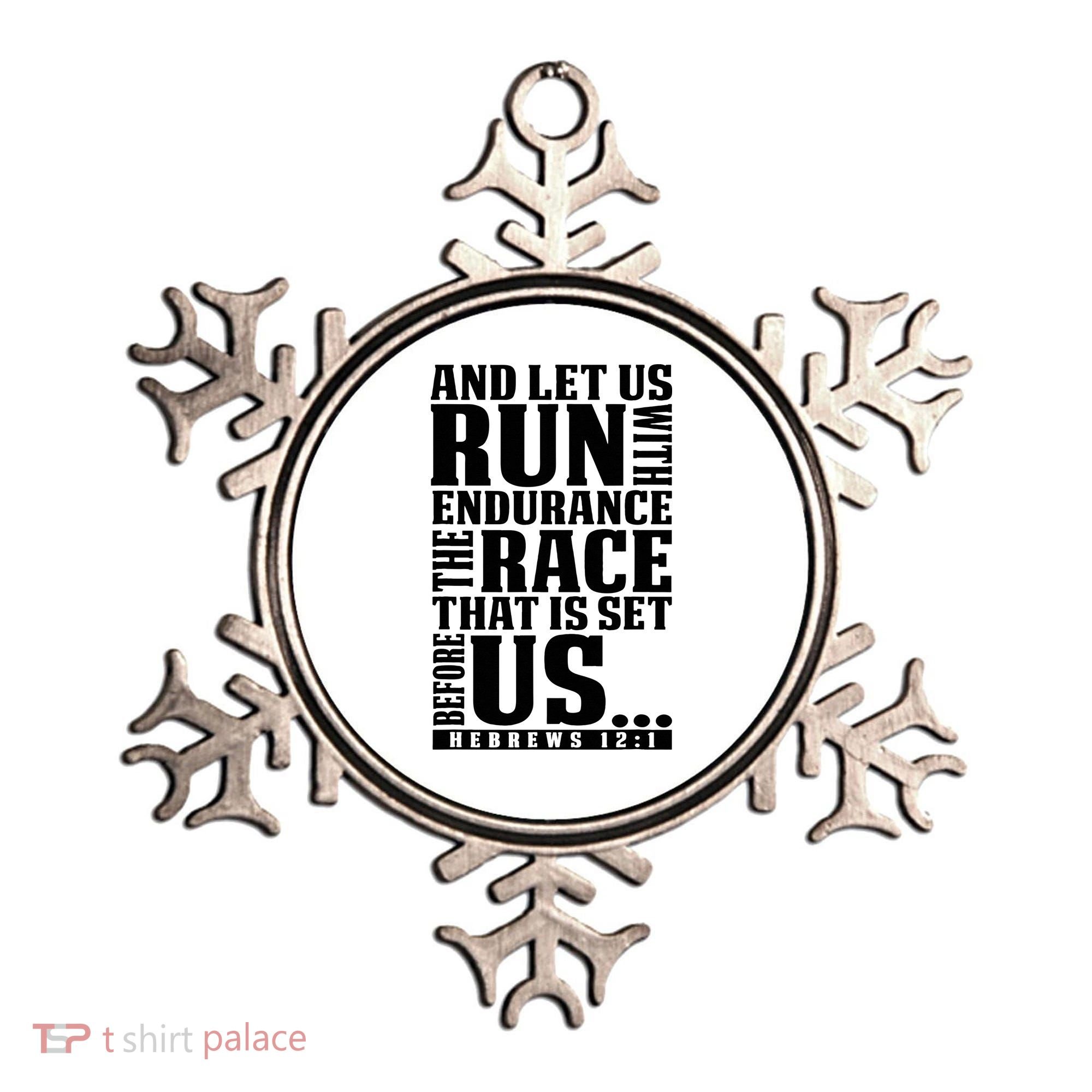 Christian Bible Verse Let Us Run With Endurance Running Gift Ornament