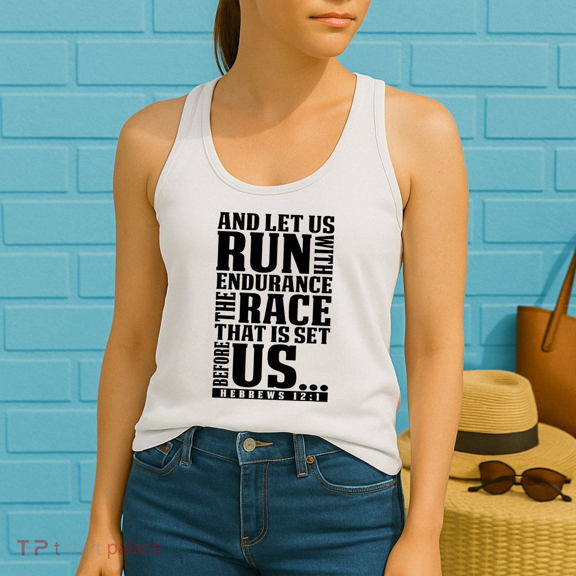 Christian Bible Verse Let Us Run With Endurance Running Gift Women's Tank Top