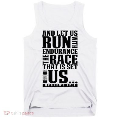 Christian Bible Verse Let Us Run With Endurance Running Gift Tank Top