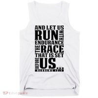 Christian Bible Verse Let Us Run With Endurance Running Gift Tank Top thumb 0