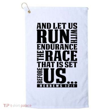 Christian Bible Verse Let Us Run With Endurance Running Gift Golf Towel