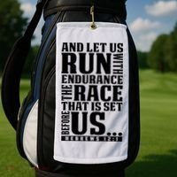 Christian Bible Verse Let Us Run With Endurance Running Gift Golf Towel thumb 2