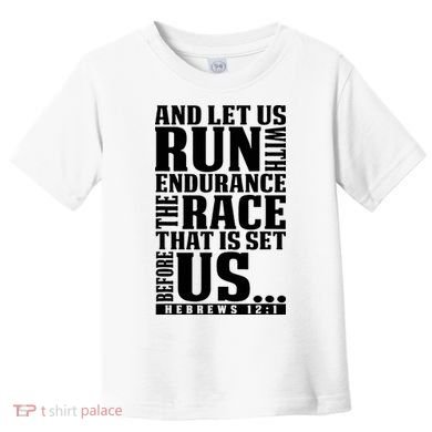 Christian Bible Verse Let Us Run With Endurance Running Gift Toddler T-Shirt