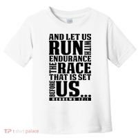 Christian Bible Verse Let Us Run With Endurance Running Gift Toddler T-Shirt thumb 0