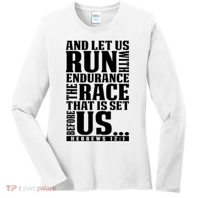 Christian Bible Verse Let Us Run With Endurance Running Gift Women's Long Sleeve Shirt