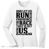 Christian Bible Verse Let Us Run With Endurance Running Gift Women's Long Sleeve Shirt thumb 0
