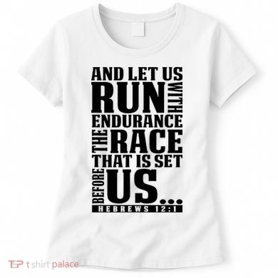 Christian Bible Verse Let Us Run With Endurance Running Gift Women's T-Shirt