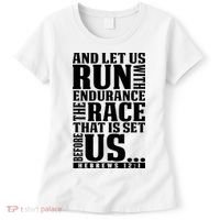Christian Bible Verse Let Us Run With Endurance Running Gift Women's T-Shirt thumb 0