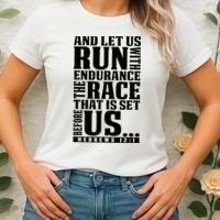 Christian Bible Verse Let Us Run With Endurance Running Gift Women's T-Shirt thumb 2