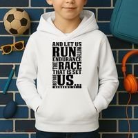 Christian Bible Verse Let Us Run With Endurance Running Gift Kids Hoodie thumb 2