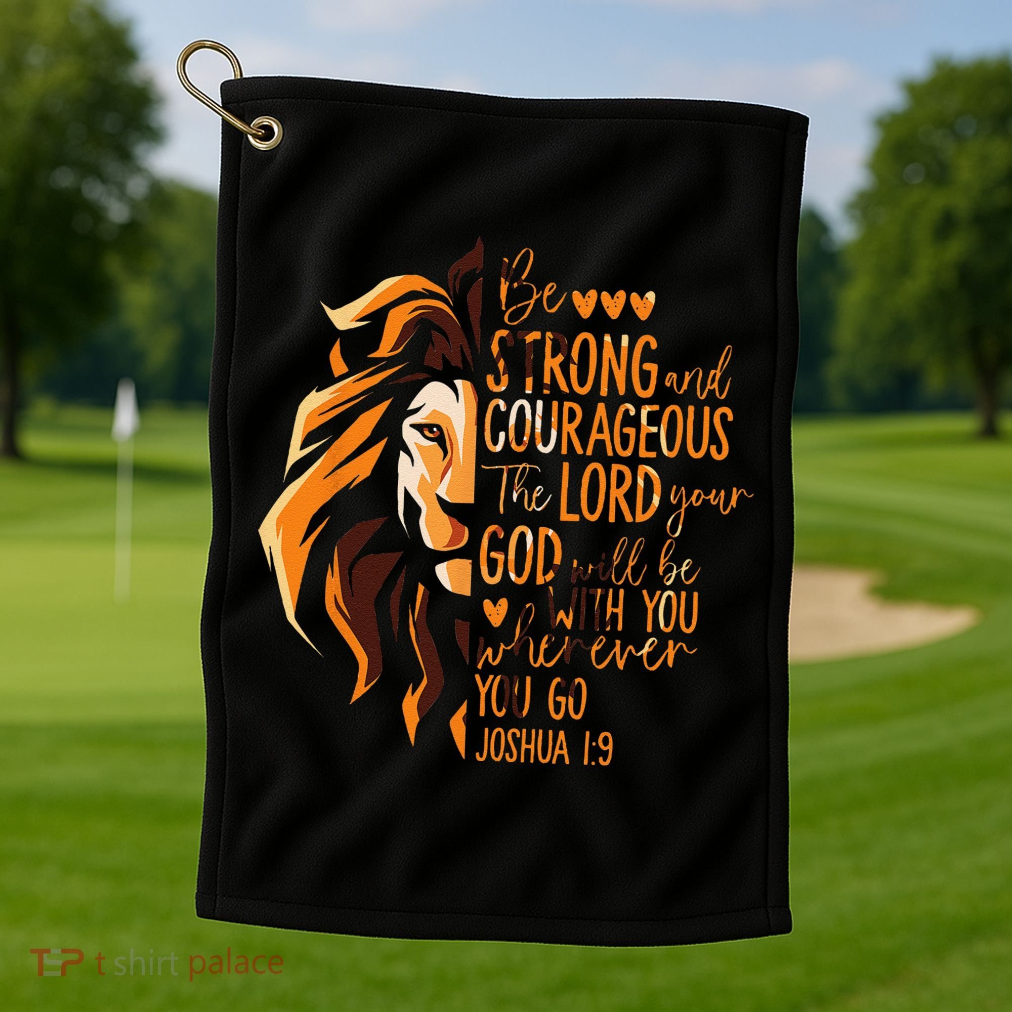 Christian Bible Verse Joshua 19 Lion Golf Towel