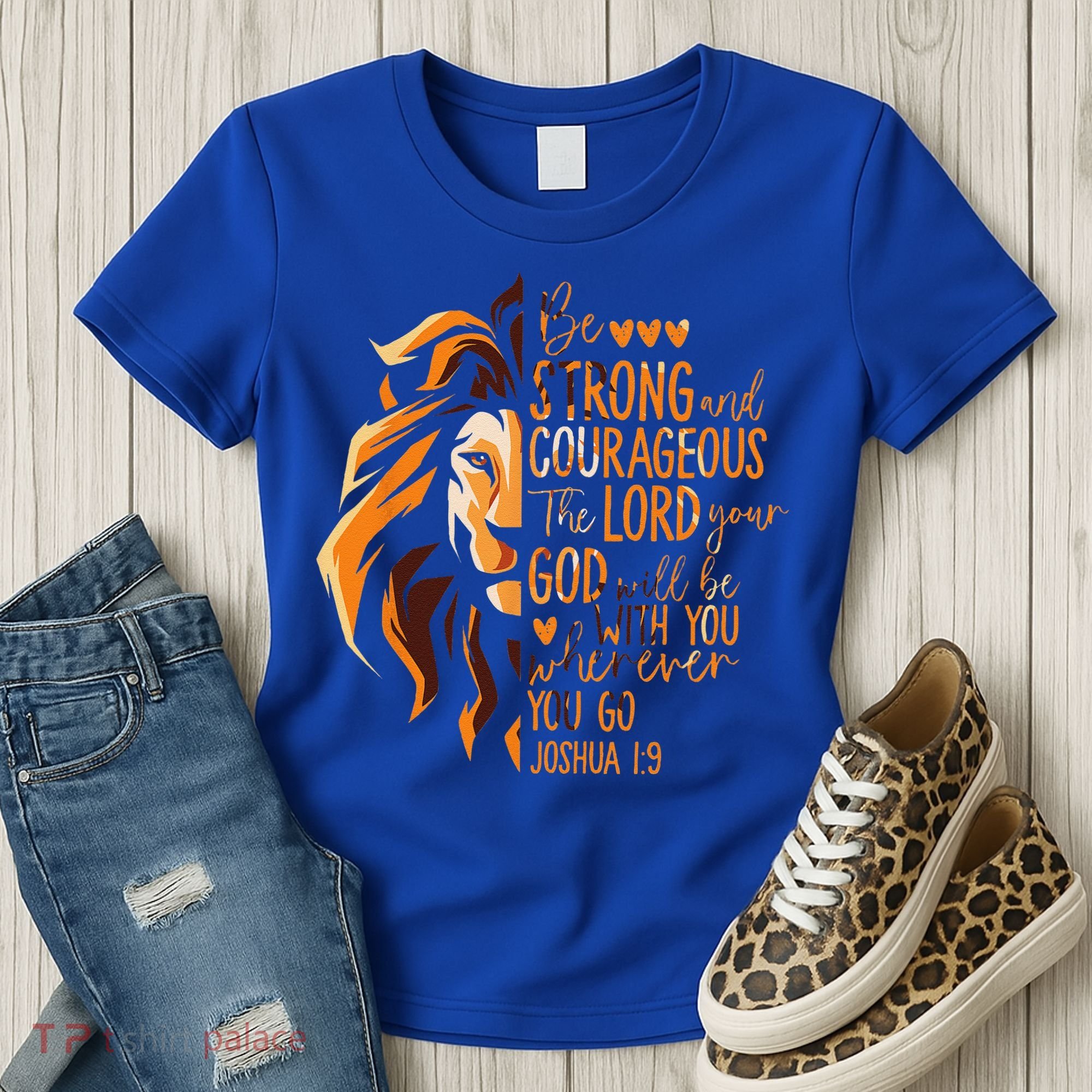 Christian Bible Verse Joshua 19 Lion Women's T-Shirt