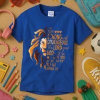 Christian Bible Verse Joshua 19 Lion Kids T-Shirt thumb 3