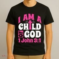 Christian Bible Verse I Am A Child Of God 1 John 31 Cross T-Shirt thumb 3