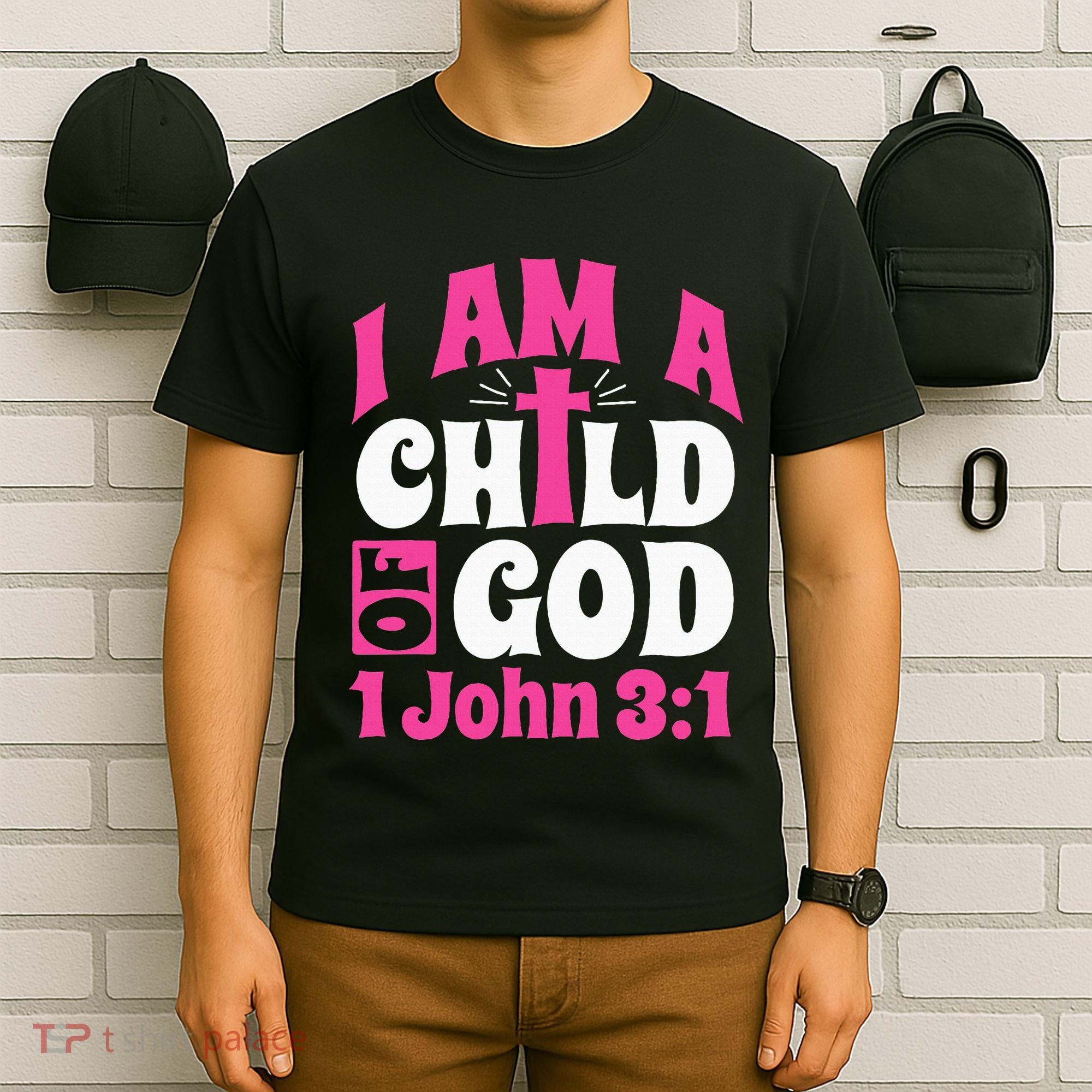 Christian Bible Verse I Am A Child Of God 1 John 31 Cross T-Shirt